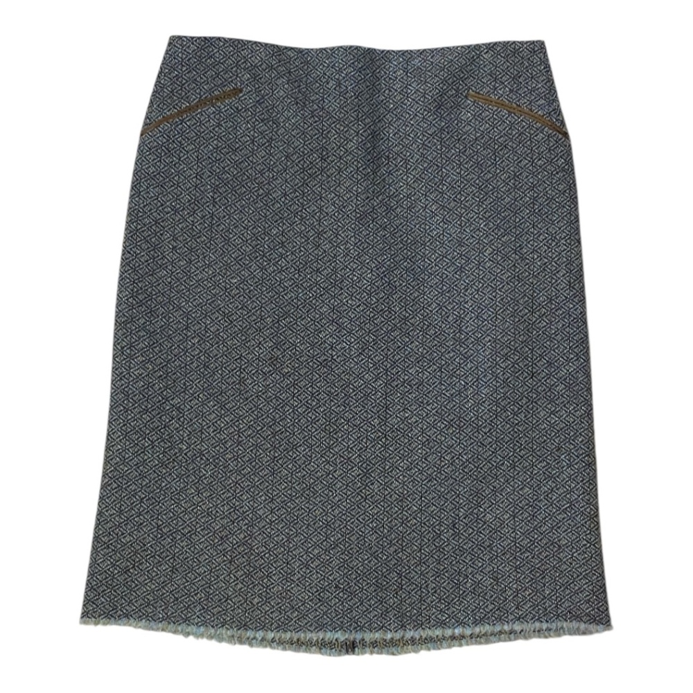 Wool Calypso raw hem skirt. Sz L